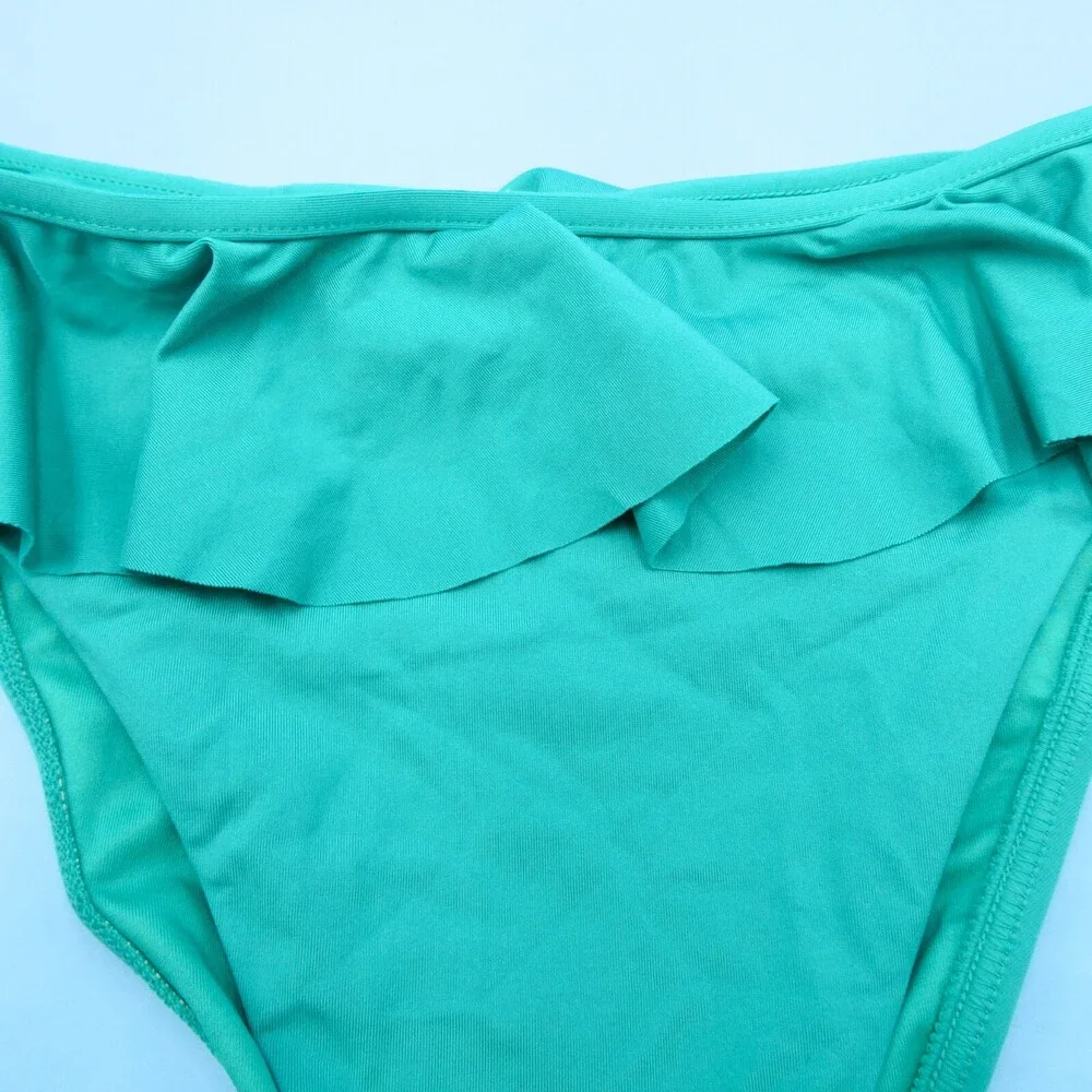 Victorias Secret Medium Green Ruffle Frill Hipster High Waist Bikini Bottom Aqua